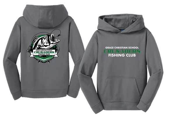 Performance Wicking Gray Hoodie - Fishing
